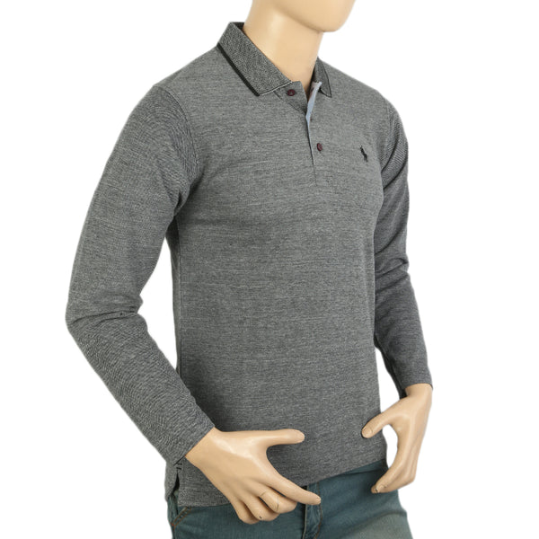 Men's Full Sleeves Polo T-Shirt - Dark Grey, Men's T-Shirts & Polos, Chase Value, Chase Value