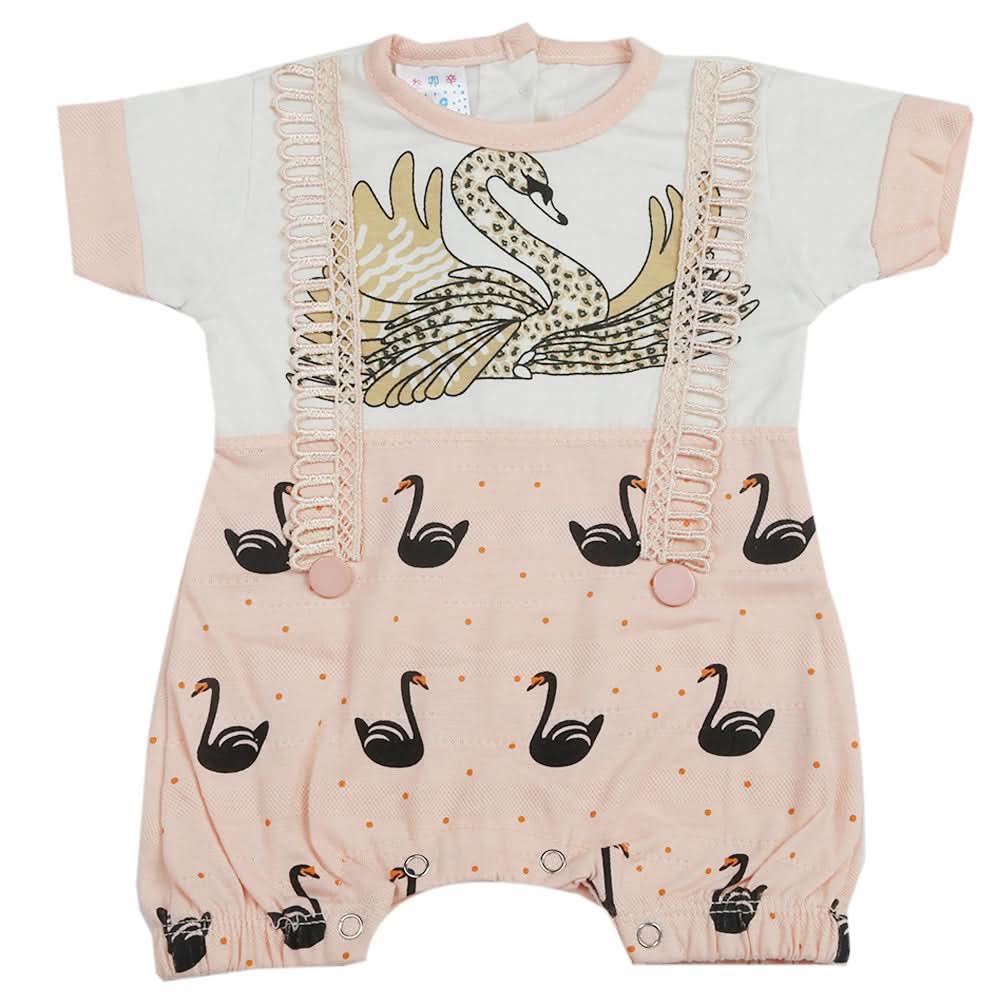 Newborn Girls Half Sleeves Romper - Peach, Kids, Newborn Girls Rompers, Chase Value, Chase Value