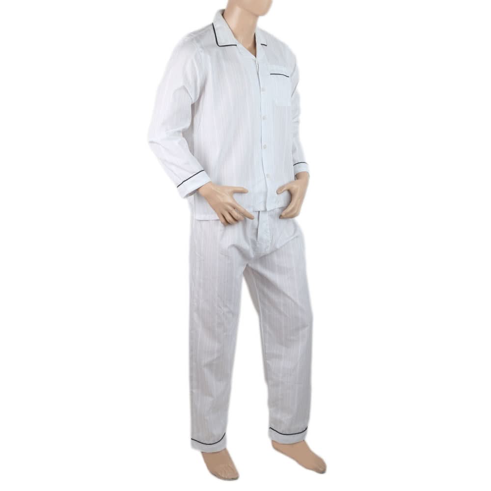 Mens Comfort Stripe Night Suit - White, Men, Nightwear, Chase Value, Chase Value