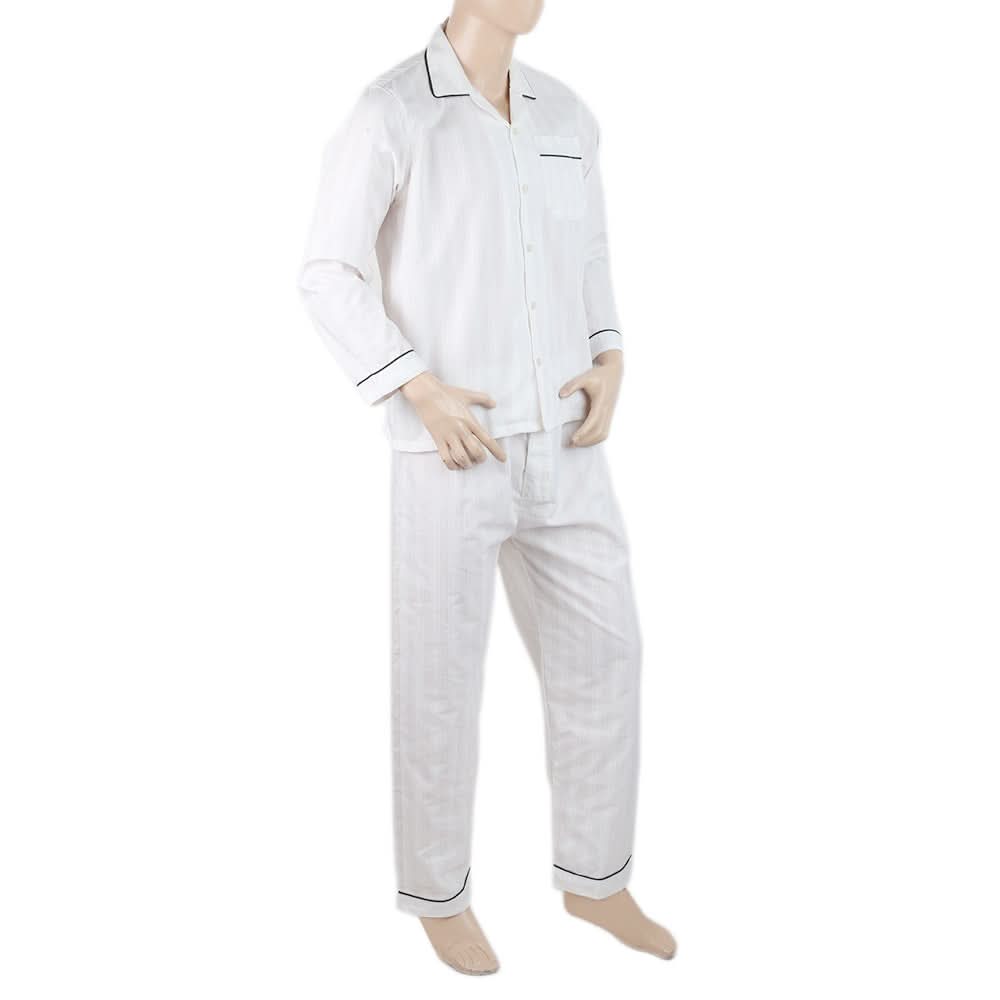 Mens Comfort Stripe Night Suit - White, Men, Nightwear, Chase Value, Chase Value