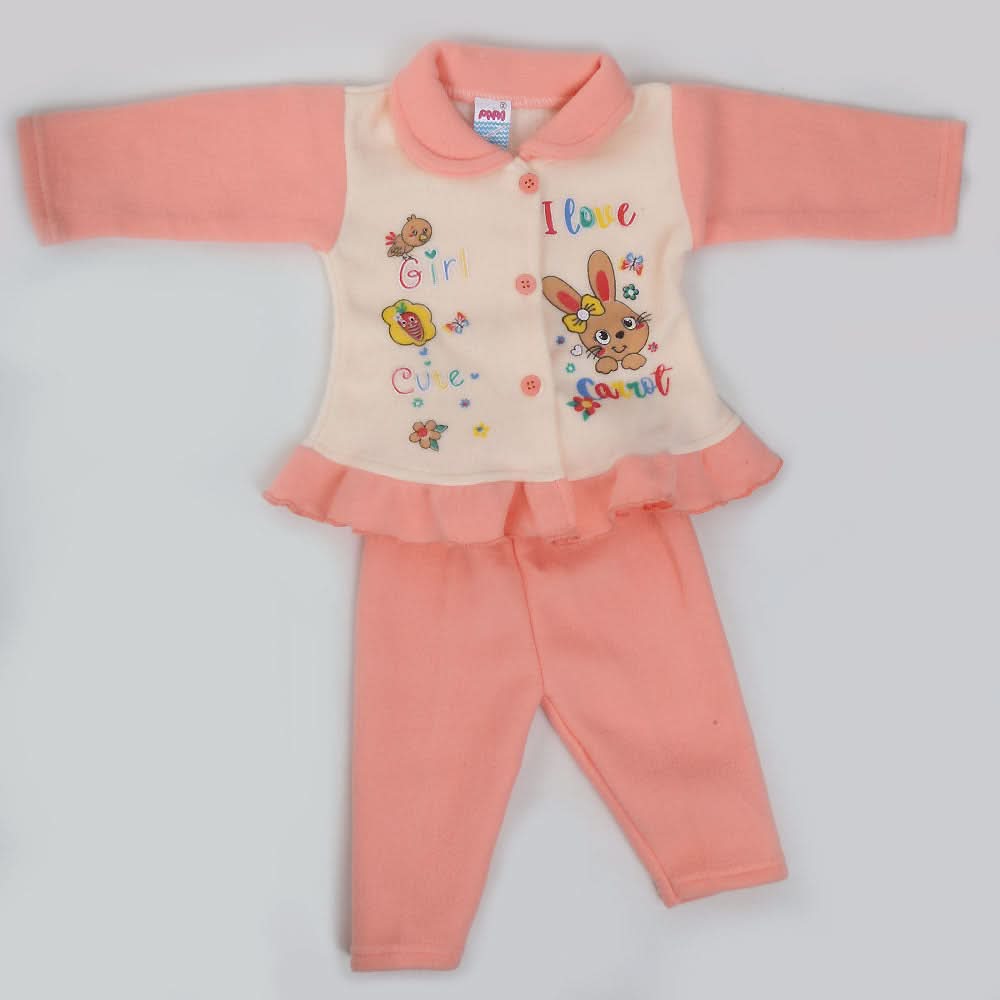 Newborn Girl Full Sleeves Polar Suit 11611 - Peach, Kids, NB Girls Sets And Suits, Chase Value, Chase Value