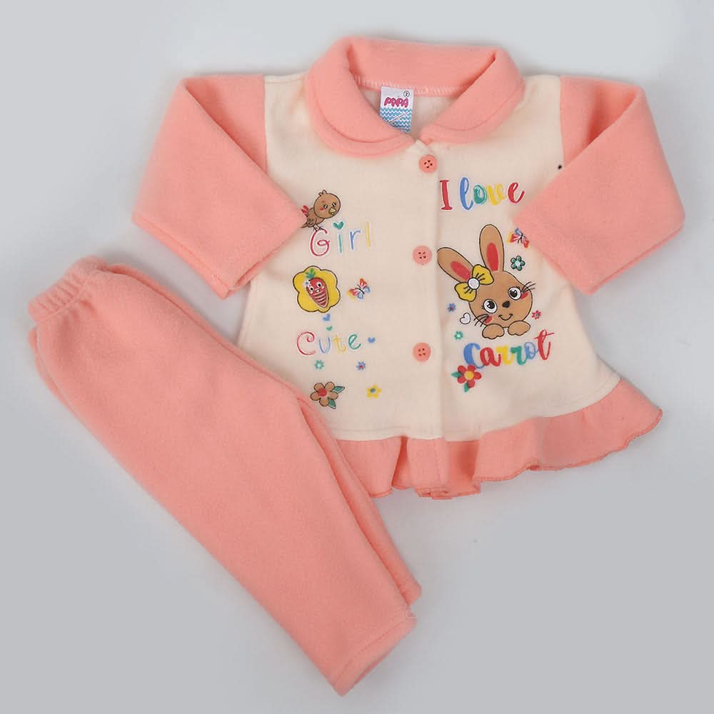 Newborn Girl Full Sleeves Polar Suit 11611 - Peach, Kids, NB Girls Sets And Suits, Chase Value, Chase Value