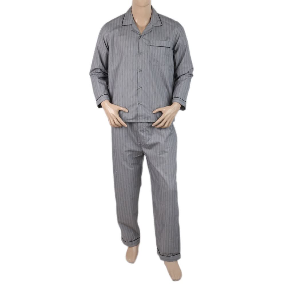 Mens Comfort Stripe Night Suit - Grey, Men, Nightwear, Chase Value, Chase Value