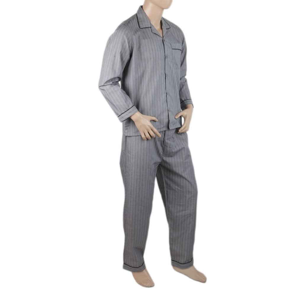 Mens Comfort Stripe Night Suit - Grey, Men, Nightwear, Chase Value, Chase Value