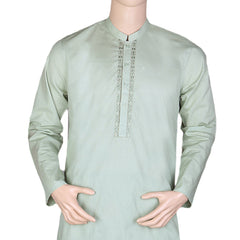 Men's Embroidered Shalwar Kameez Band Collar - Light Green, Men's Fashion, Chase Value, Chase Value