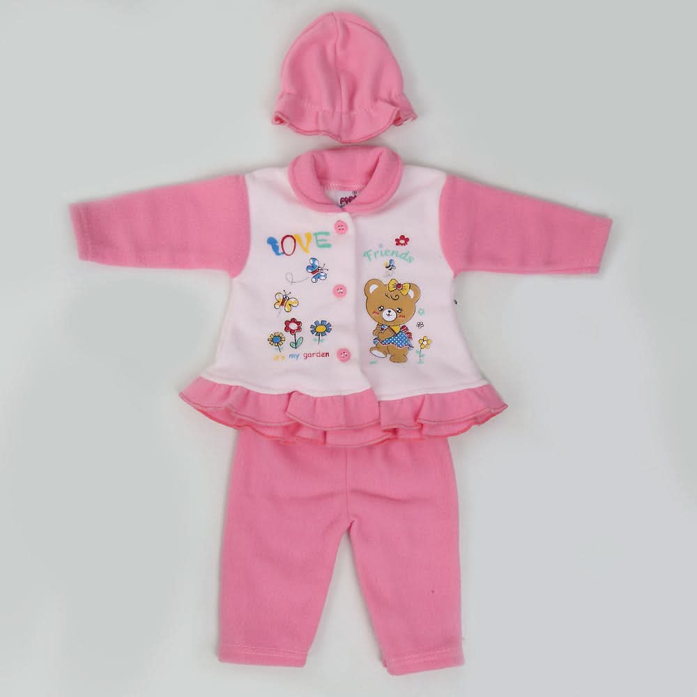 Newborn Girl Full Sleeves Polar Suit 5067 - Pink, Kids, NB Girls Sets And Suits, Chase Value, Chase Value