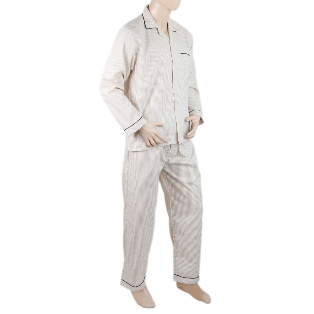 Mens Comfort Stripe Night Suit - Beige, Men, Nightwear, Chase Value, Chase Value