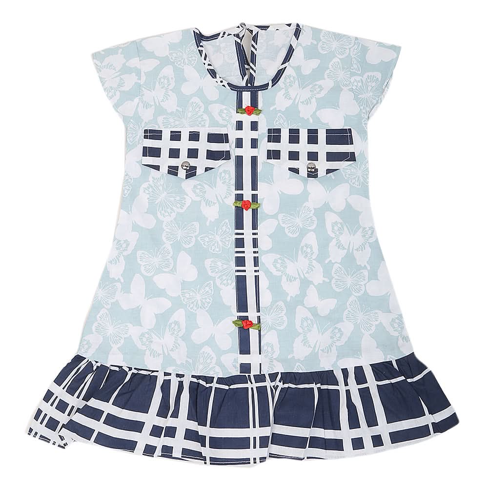 Girls Cotton Frock - Cyan, Kids, Girls Frocks, Chase Value, Chase Value