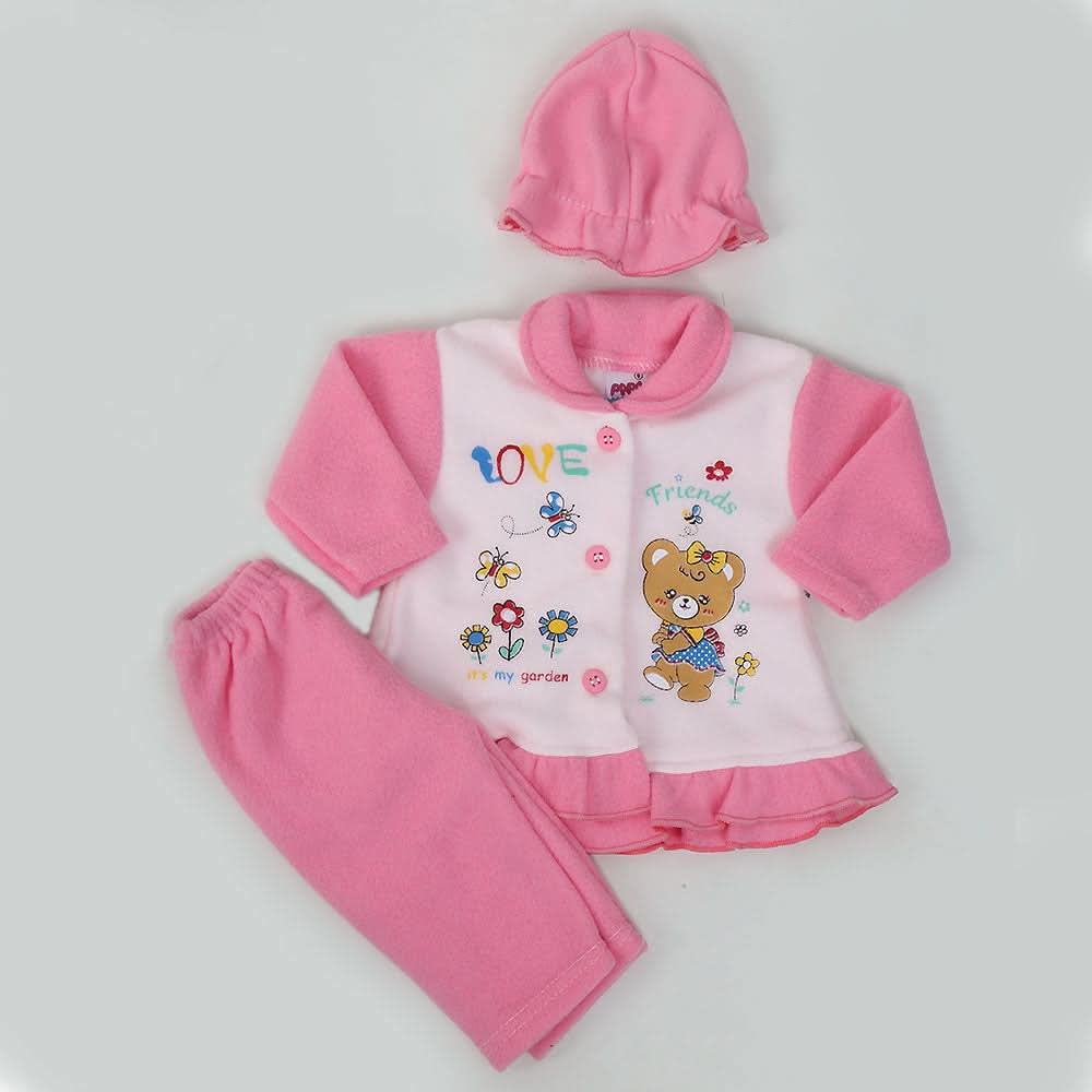 Newborn Girl Full Sleeves Polar Suit 5067 - Pink, Kids, NB Girls Sets And Suits, Chase Value, Chase Value