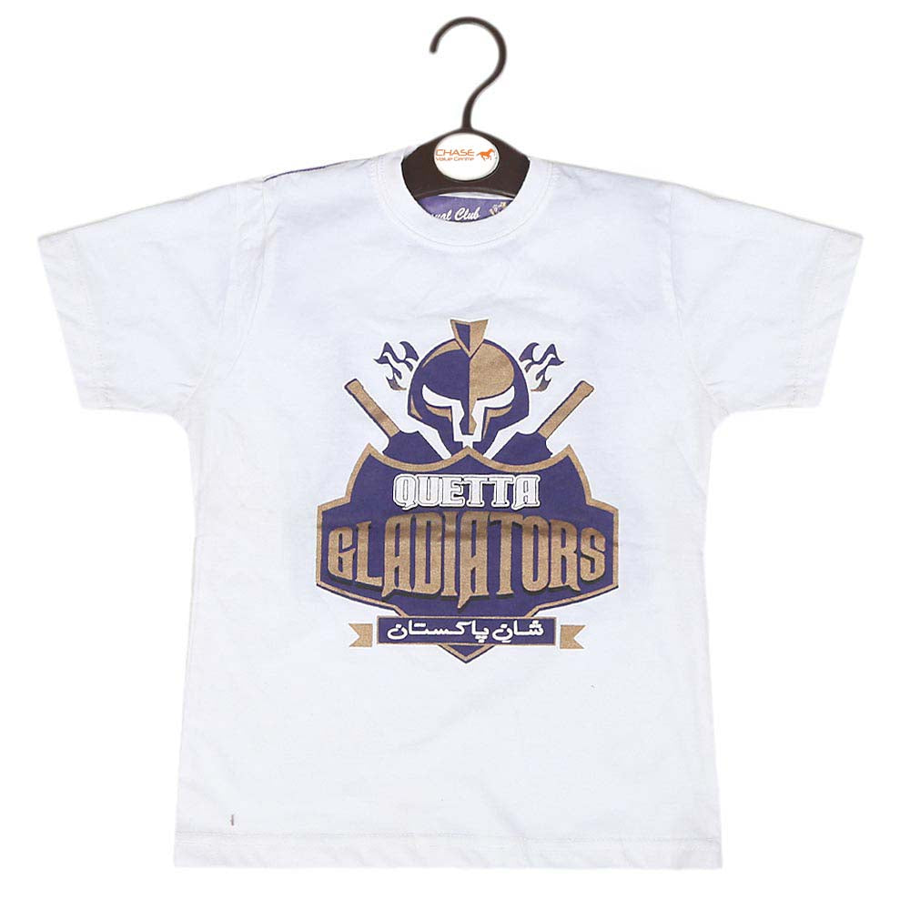 Quetta Gladiators  T-Shirt For Boys - White, Kids, Boys T-Shirts, Chase Value, Chase Value
