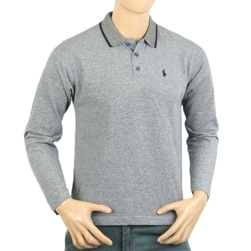 Men's Full Sleeves Polo T-Shirt - Light Grey, Men's T-Shirts & Polos, Chase Value, Chase Value
