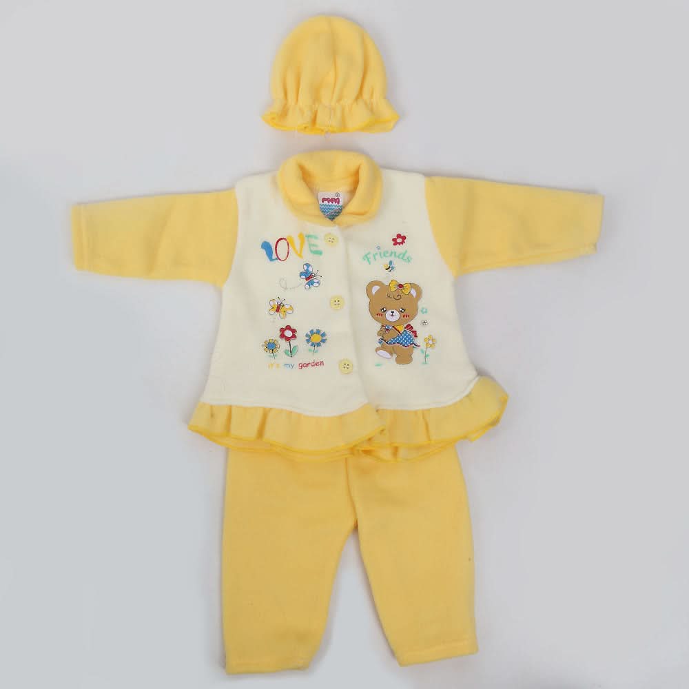 Newborn Girl Full Sleeves Polar Suit 5067 - Yellow, Kids, NB Girls Sets And Suits, Chase Value, Chase Value