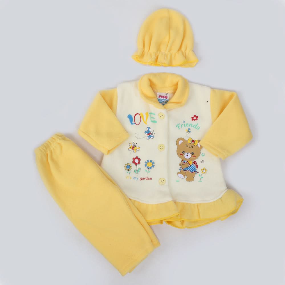 Newborn Girl Full Sleeves Polar Suit 5067 - Yellow, Kids, NB Girls Sets And Suits, Chase Value, Chase Value