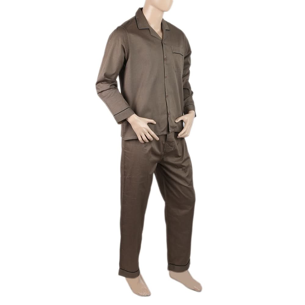 Mens Comfort Stripe Night Suit - Dark Brown, Men, Nightwear, Chase Value, Chase Value