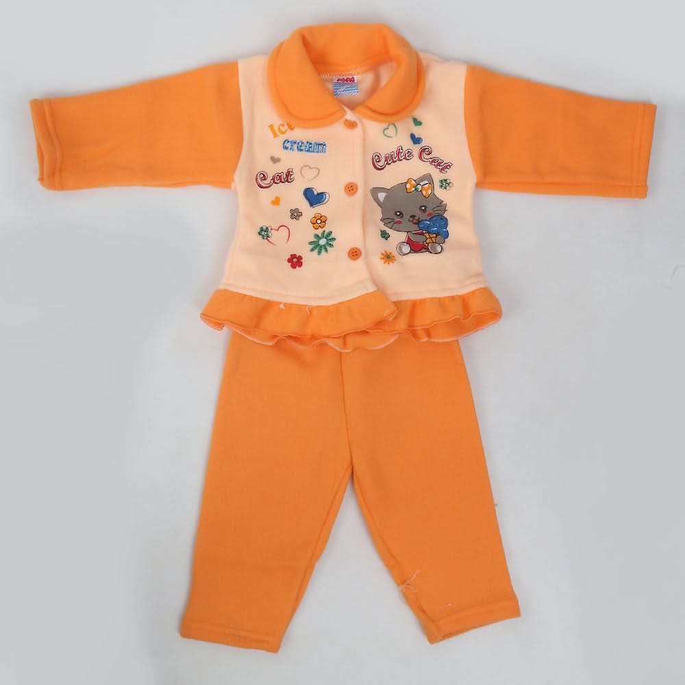 Newborn Girl Full Sleeves Suit - Orange, Kids, NB Girls Sets And Suits, Chase Value, Chase Value