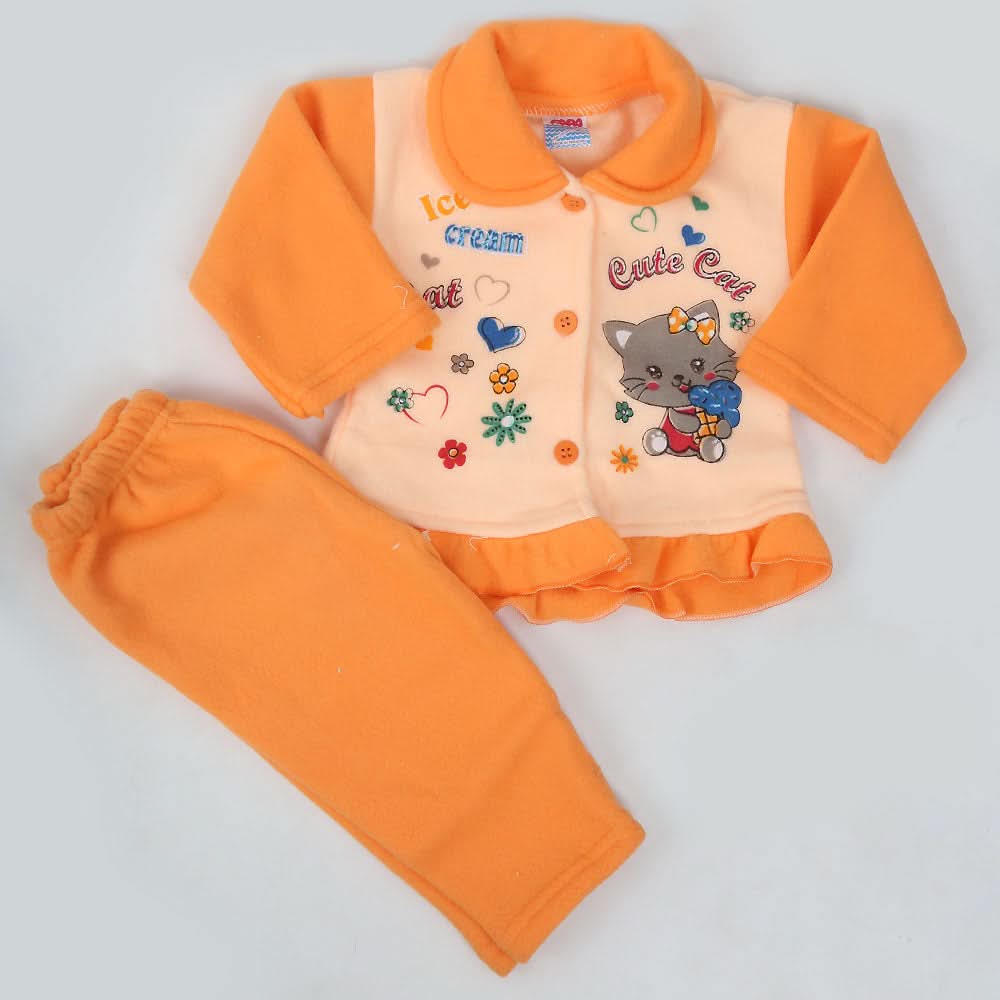 Newborn Girl Full Sleeves Suit - Orange, Kids, NB Girls Sets And Suits, Chase Value, Chase Value
