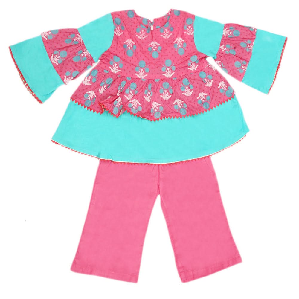 Girls Printed  Cotton Suit 3 Pcs - Pink, Kids, Girls Sets And Suits, Chase Value, Chase Value