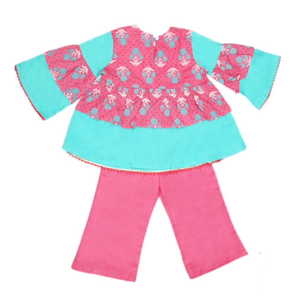 Girls Printed  Cotton Suit 3 Pcs - Pink, Kids, Girls Sets And Suits, Chase Value, Chase Value