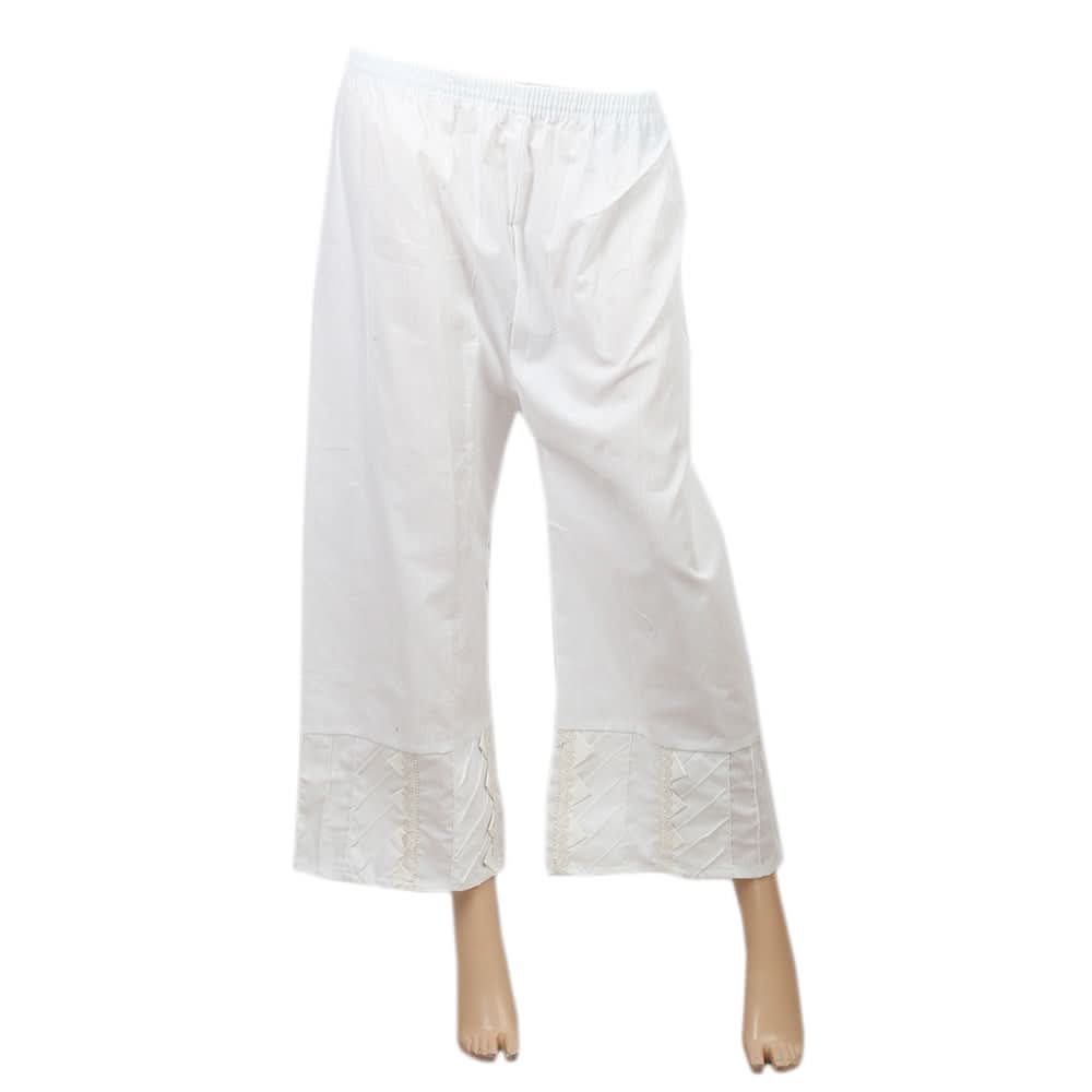 Women's Bell Bottom Pentax Trouser With Moti - White, Women, Pants & Tights, Chase Value, Chase Value
