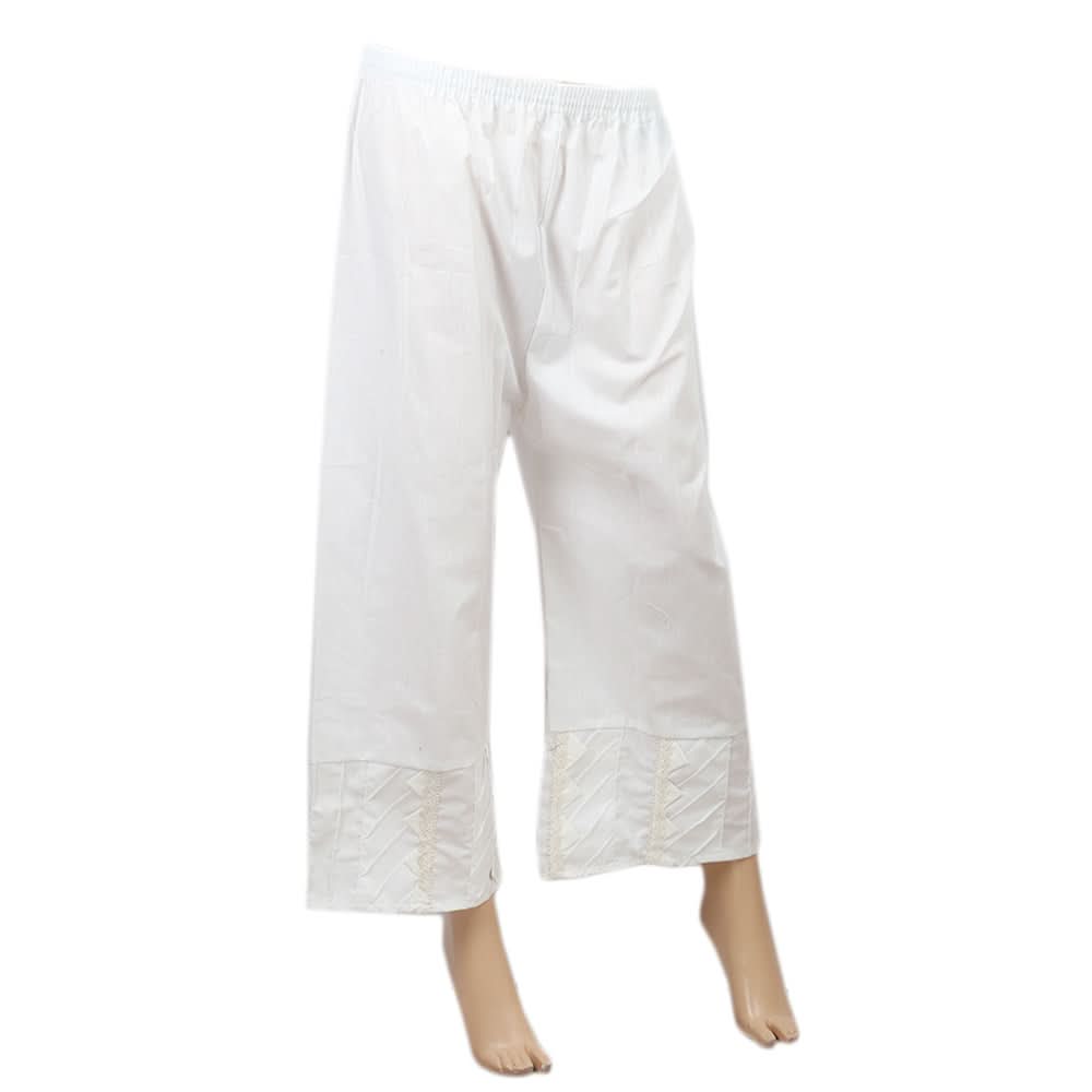 Women's Bell Bottom Pentax Trouser With Moti - White, Women, Pants & Tights, Chase Value, Chase Value