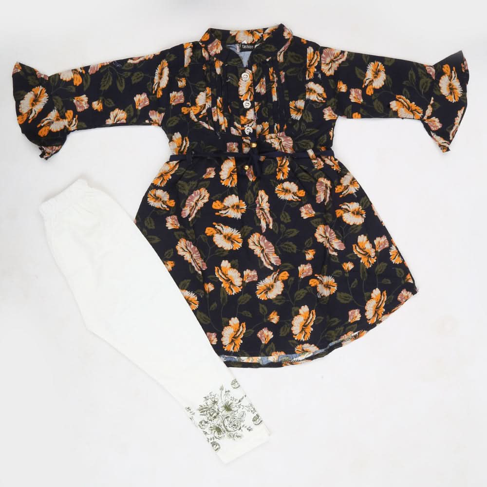Girls Full Sleeves Tights Suit - Navy Blue, Kids, Girls Sets And Suits, Chase Value, Chase Value