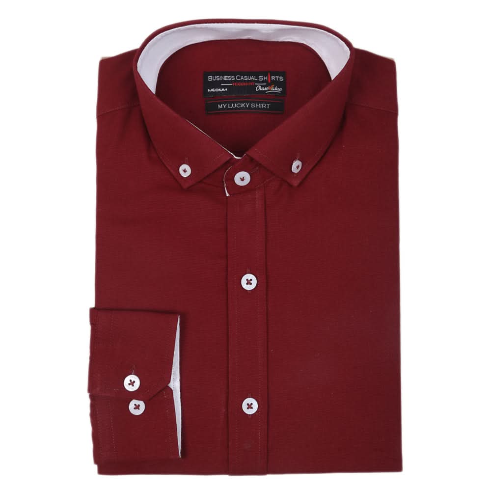 Men's Business Casual Shirt - Maroon, Men, Shirts, Chase Value, Chase Value