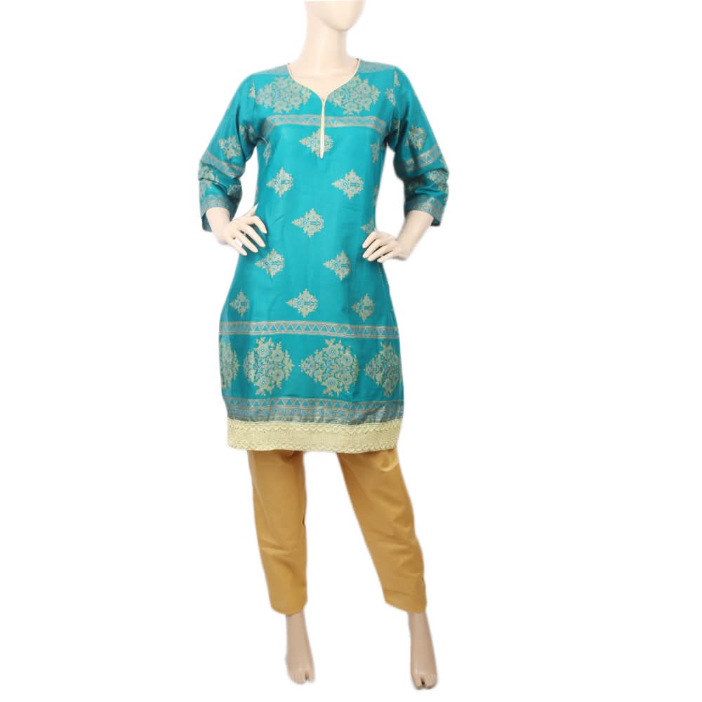 Women's Printed Lawn 2Pcs Stitched Suit - Sea Green, Women, Shalwar Suits, Chase Value, Chase Value