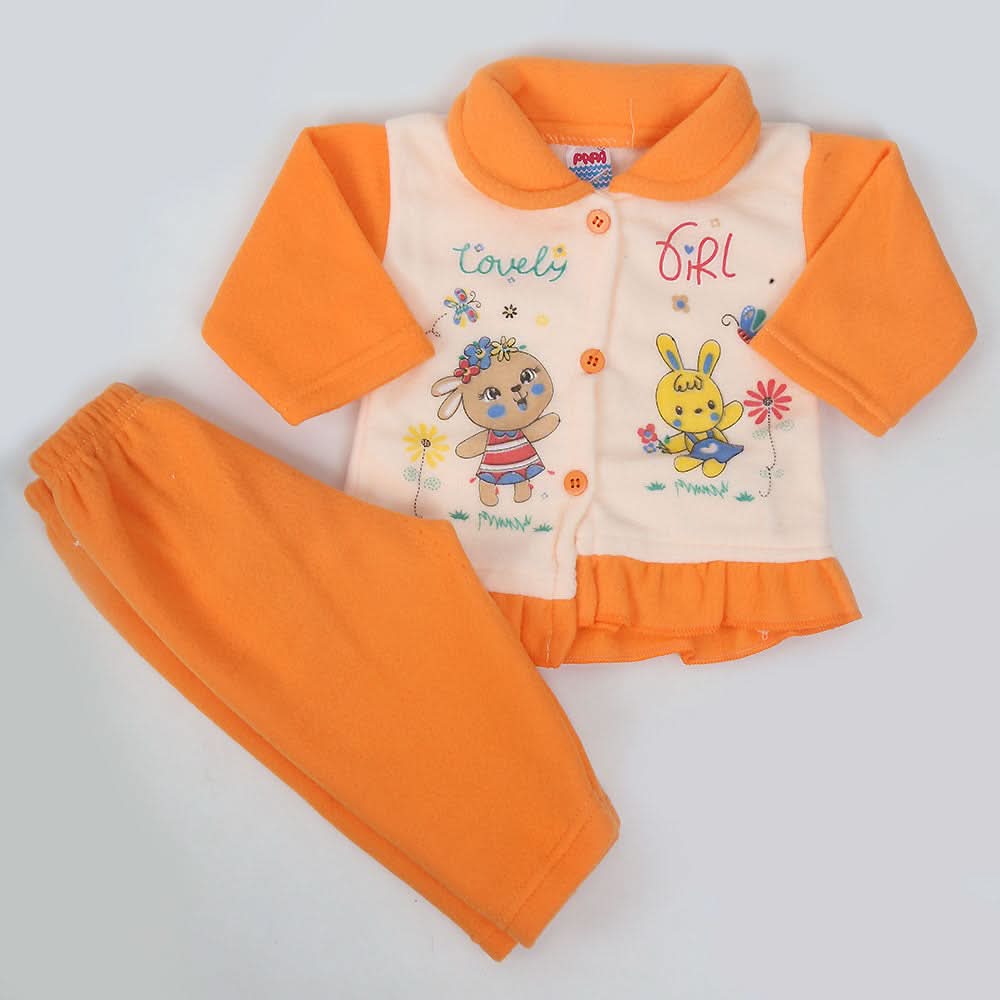 Newborn Girl Full Sleeves Polar Suit - Peach, Kids, NB Girls Sets And Suits, Chase Value, Chase Value