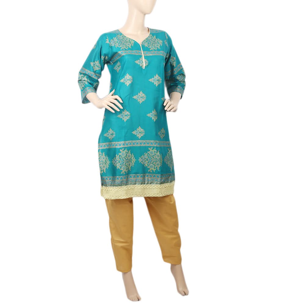 Women's Printed Lawn 2Pcs Stitched Suit - Sea Green, Women, Shalwar Suits, Chase Value, Chase Value