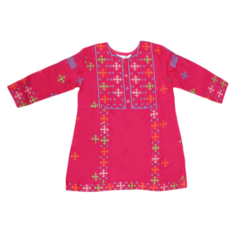 Girls Embroidery  Cotton Suit 3 Pcs - Pink, Kids, Girls Sets And Suits, Chase Value, Chase Value