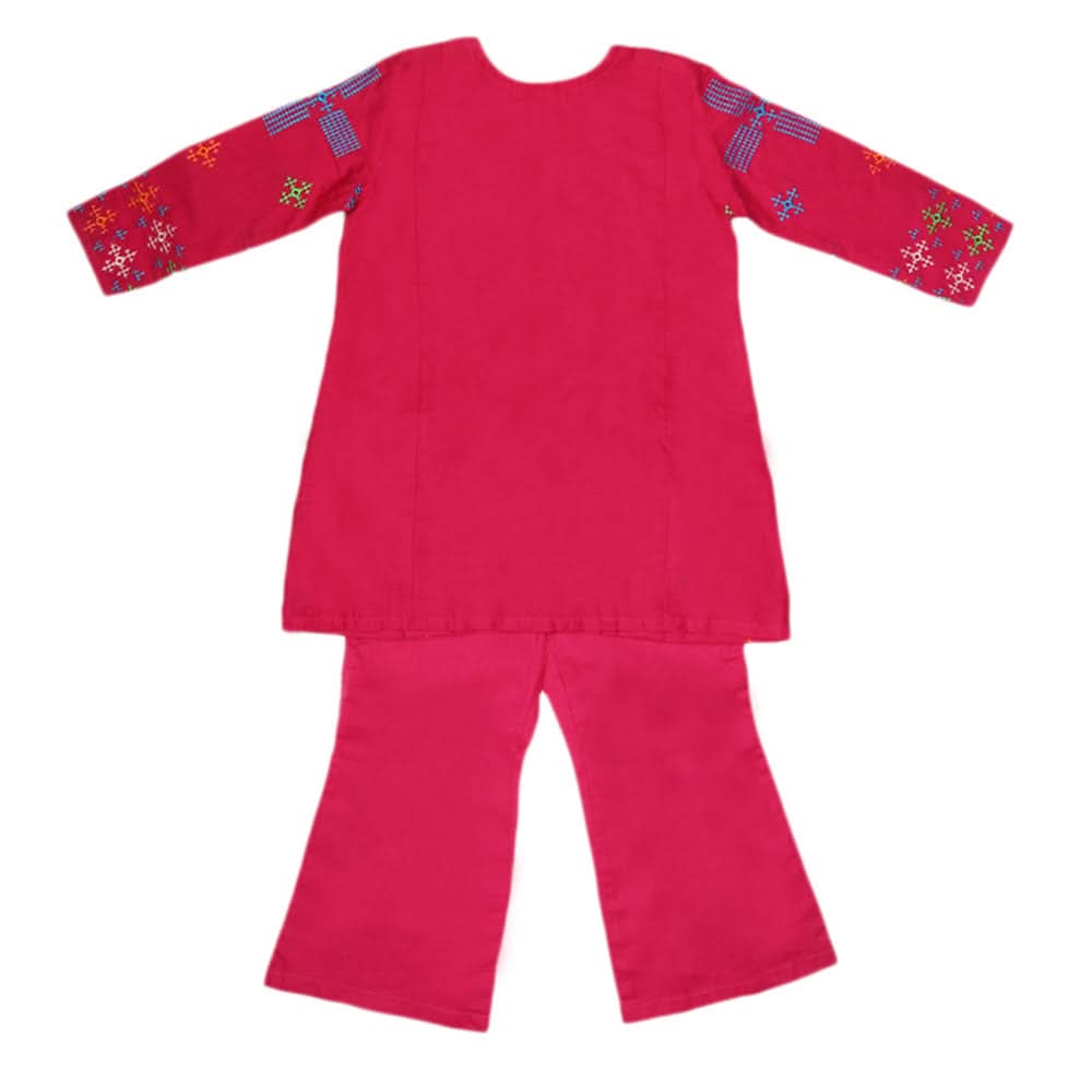 Girls Embroidery  Cotton Suit 3 Pcs - Pink, Kids, Girls Sets And Suits, Chase Value, Chase Value