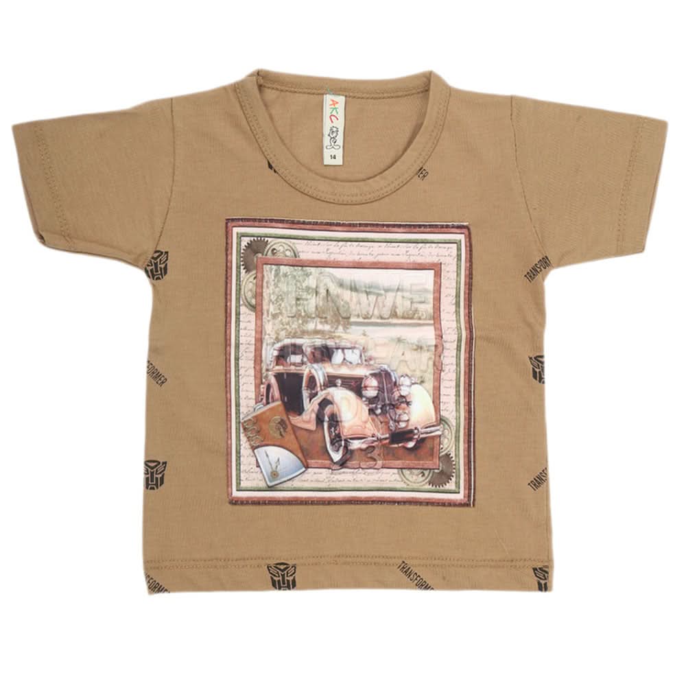 Boys Half Sleeves T-Shirt - Khaki, Kids, Boys T-Shirts, Chase Value, Chase Value
