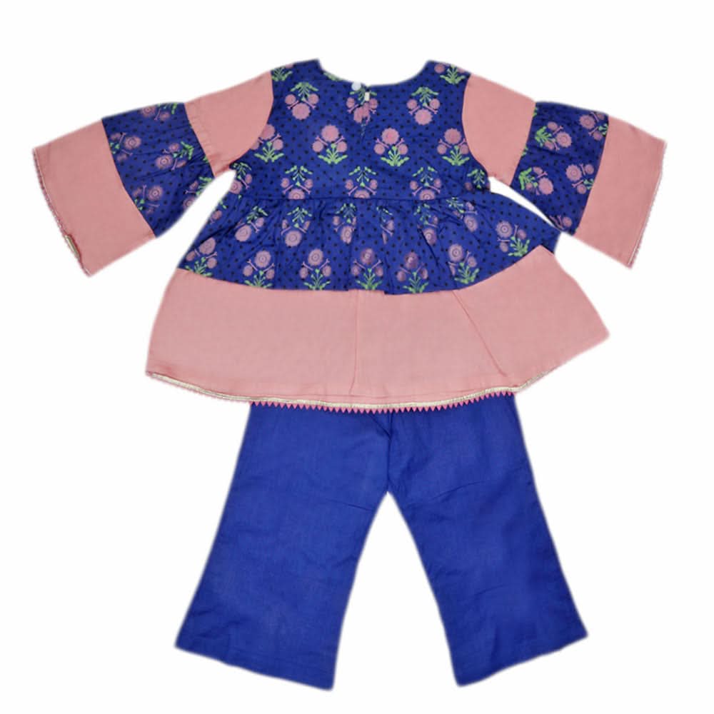 Girls Printed  Cotton Suit 3 Pcs - Royal Blue, Kids, Girls Sets And Suits, Chase Value, Chase Value