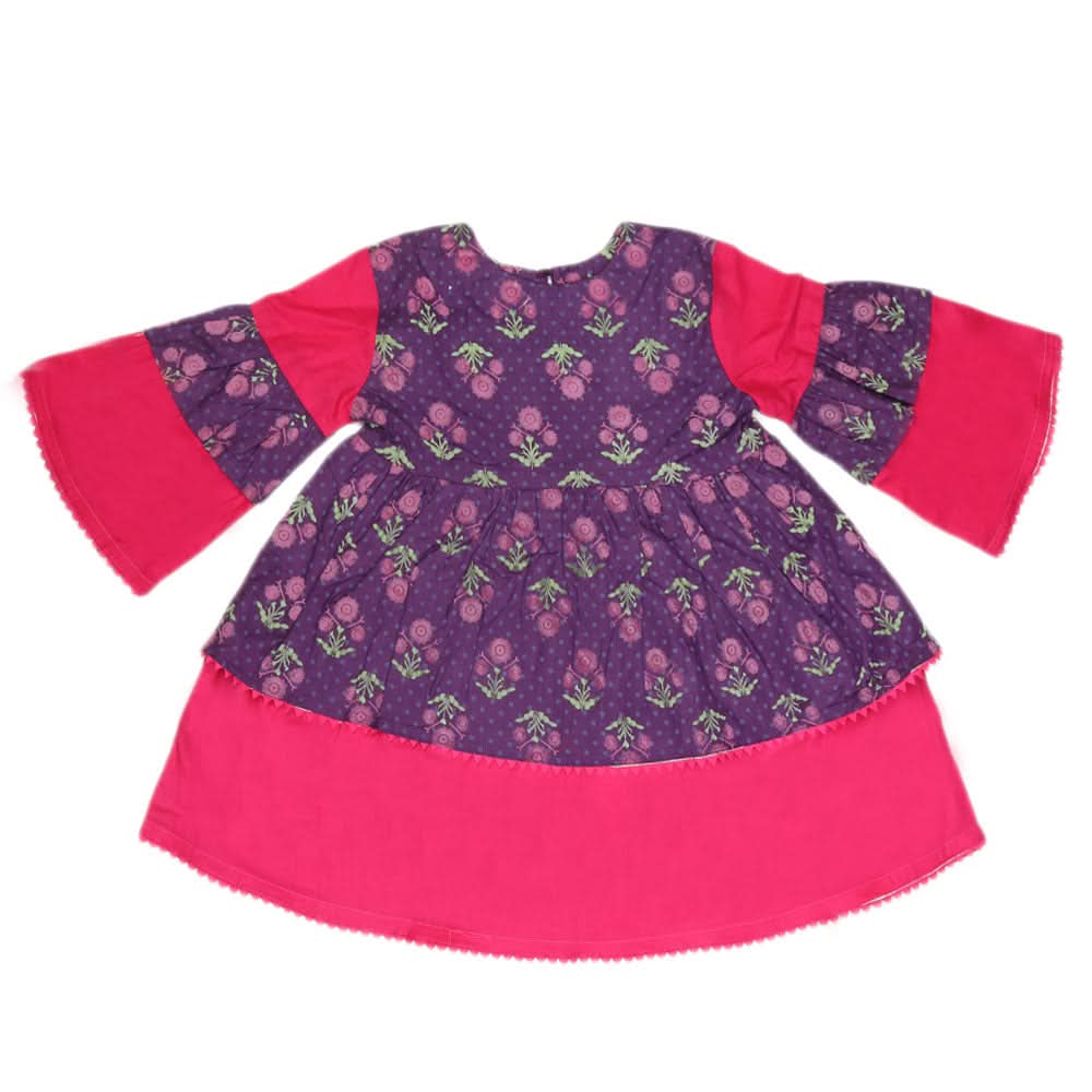 Girls Printed  Cotton Suit 3 Pcs - Purple, Kids, Girls Sets And Suits, Chase Value, Chase Value