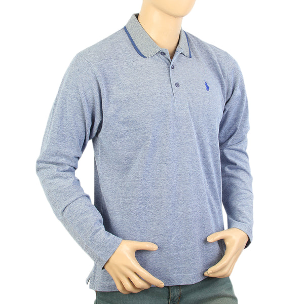Men's Full Sleeves Polo T-Shirt - Blue, Men's T-Shirts & Polos, Chase Value, Chase Value