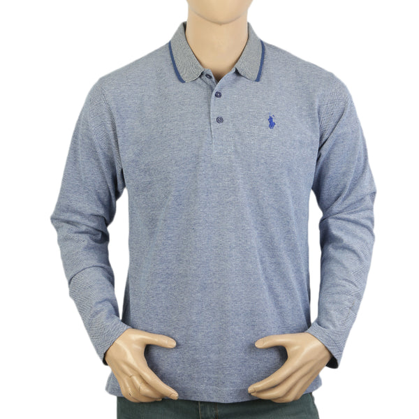 Men's Full Sleeves Polo T-Shirt - Blue, Men's T-Shirts & Polos, Chase Value, Chase Value