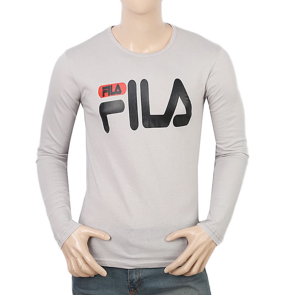 Men's Full Sleeves Printed T-Shirt - Grey, Men, T-Shirts And Polos, Chase Value, Chase Value