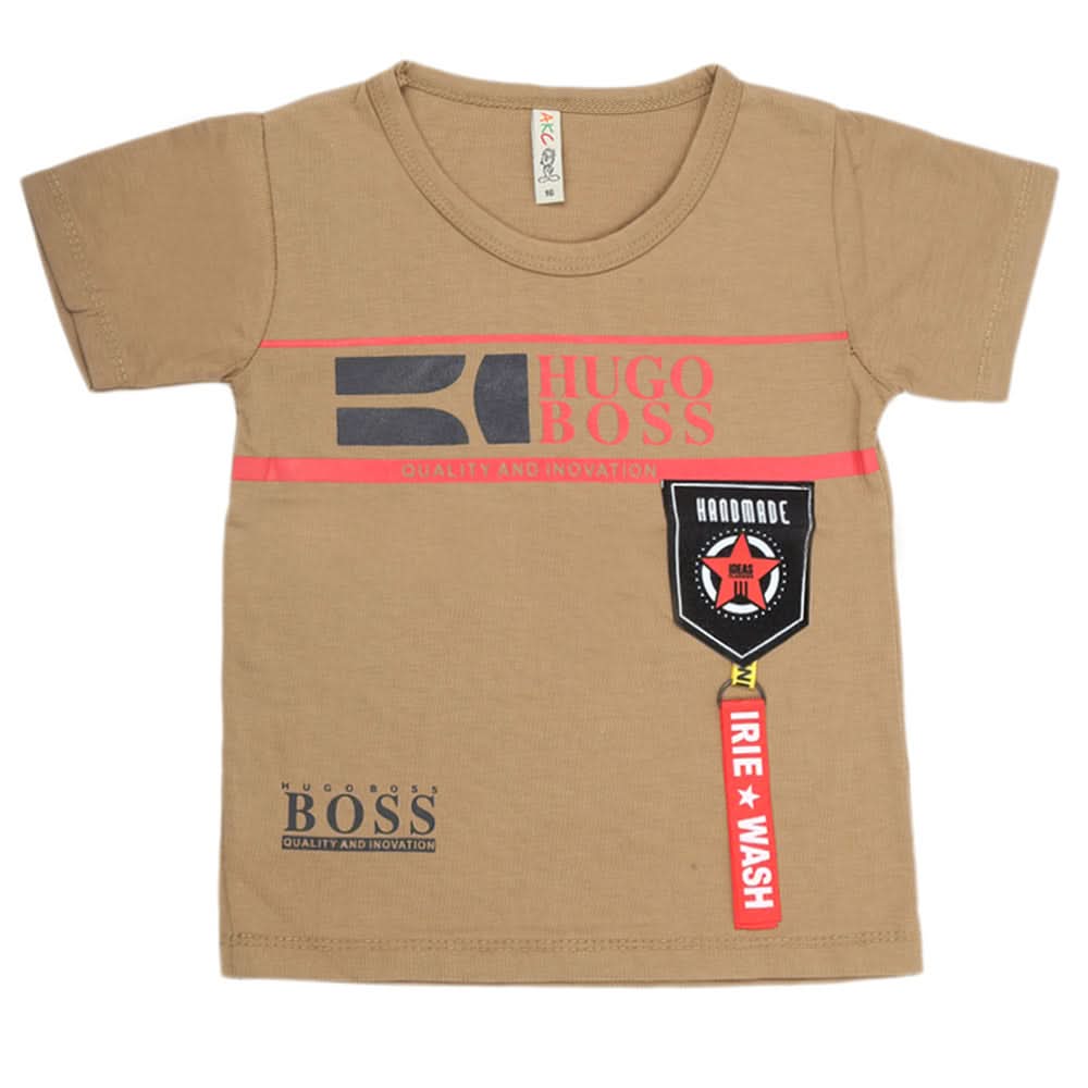 Boys Half Sleeves T-Shirt - Khaki, Kids, Boys T-Shirts, Chase Value, Chase Value