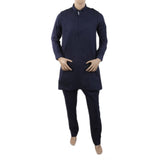 Men's Mashriq Slim Fit Short Kurta Pajama - Navy Blue, Men, Shalwar Kameez, Chase Value, Chase Value