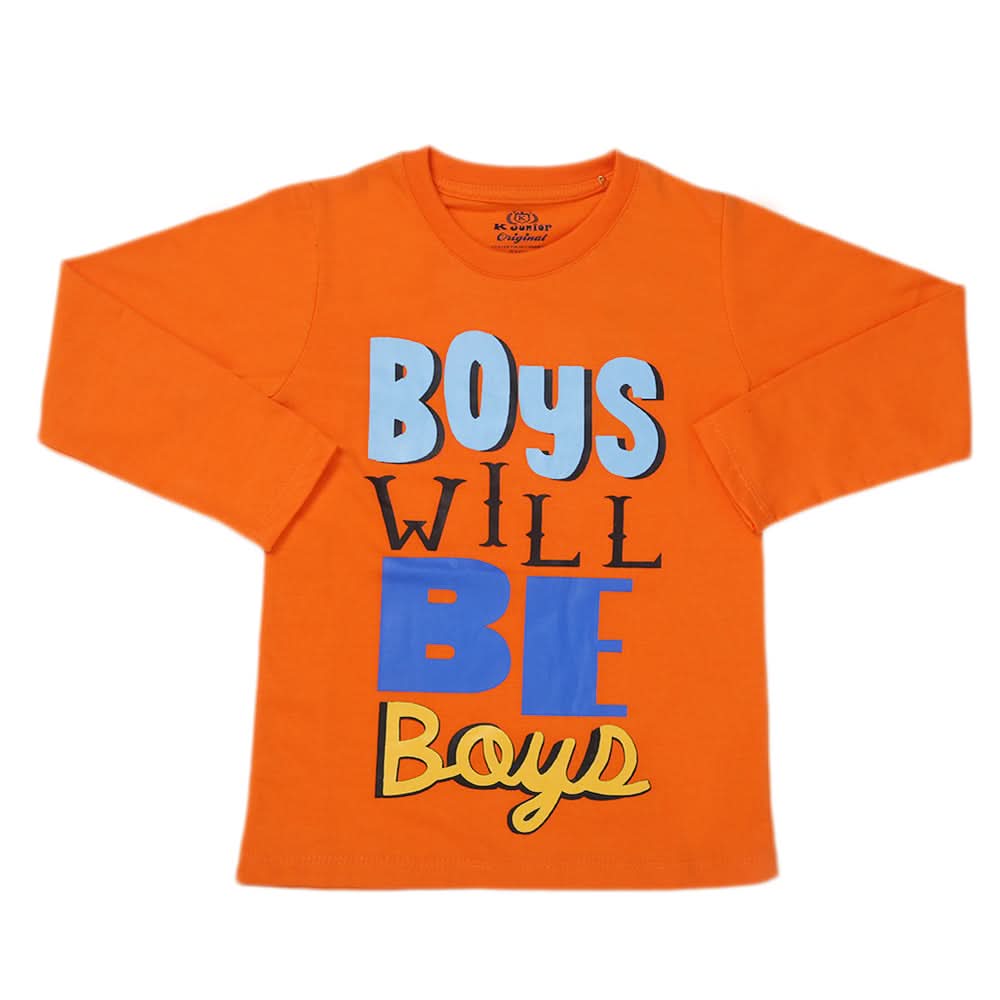 Boys Full Sleeves T-Shirt - Orange, Kids, Boys T-Shirts, Chase Value, Chase Value