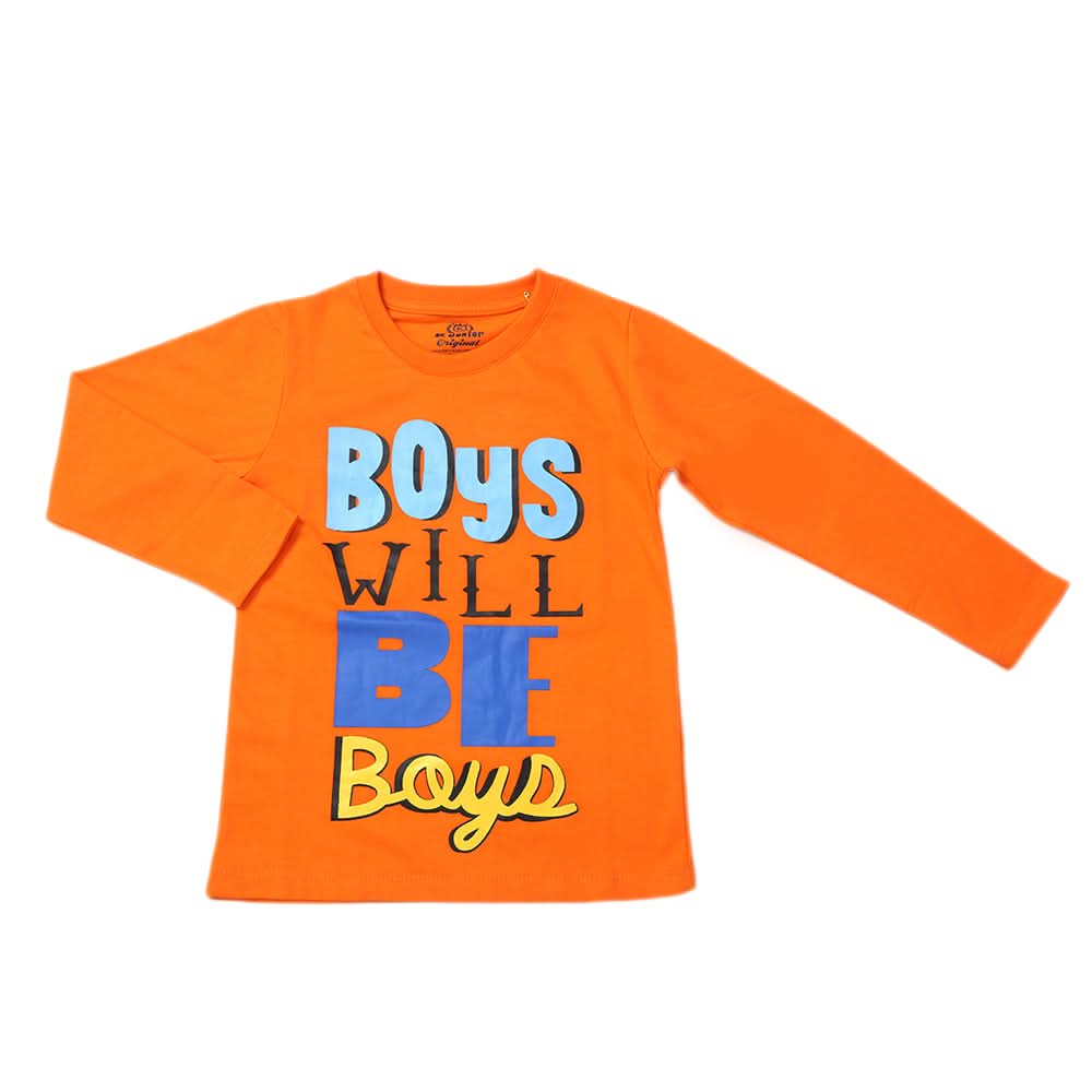 Boys Full Sleeves T-Shirt - Orange, Kids, Boys T-Shirts, Chase Value, Chase Value
