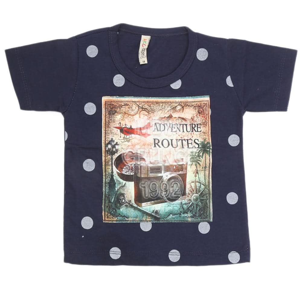 Boys Half Sleeves T-Shirt - Navy Blue, Kids, Boys T-Shirts, Chase Value, Chase Value