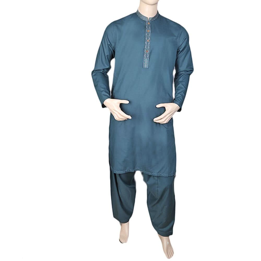 Mashriq Embroidered Shalwar Kameez For Men - Green, Men, Shalwar Kameez, Chase Value, Chase Value