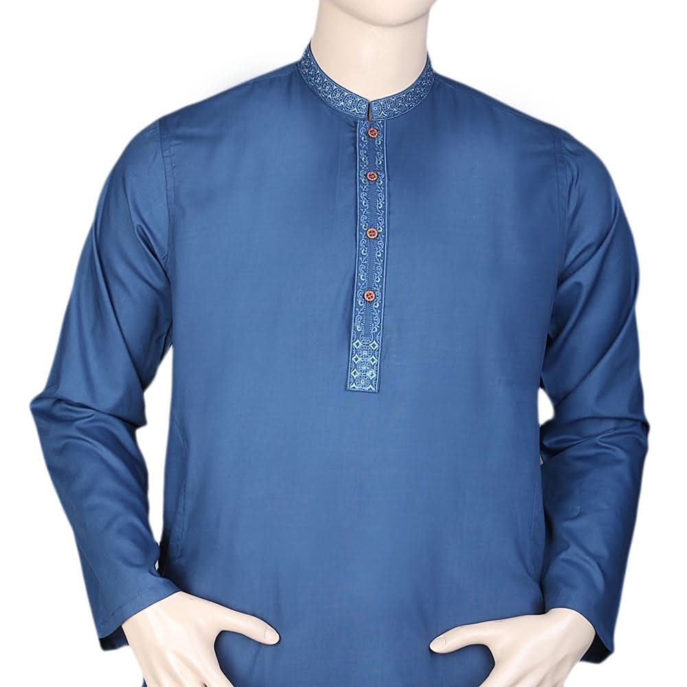 Mashriq Embroidered Shalwar Kameez For Men - Steel Blue, Men, Shalwar Kameez, Chase Value, Chase Value