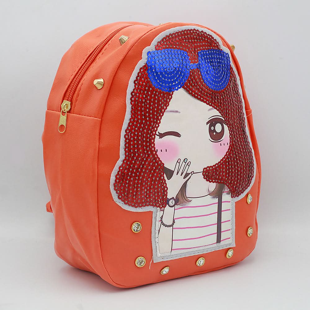 Girls Backpack 7572B - Orange, Kids, Kids Bags, Chase Value, Chase Value