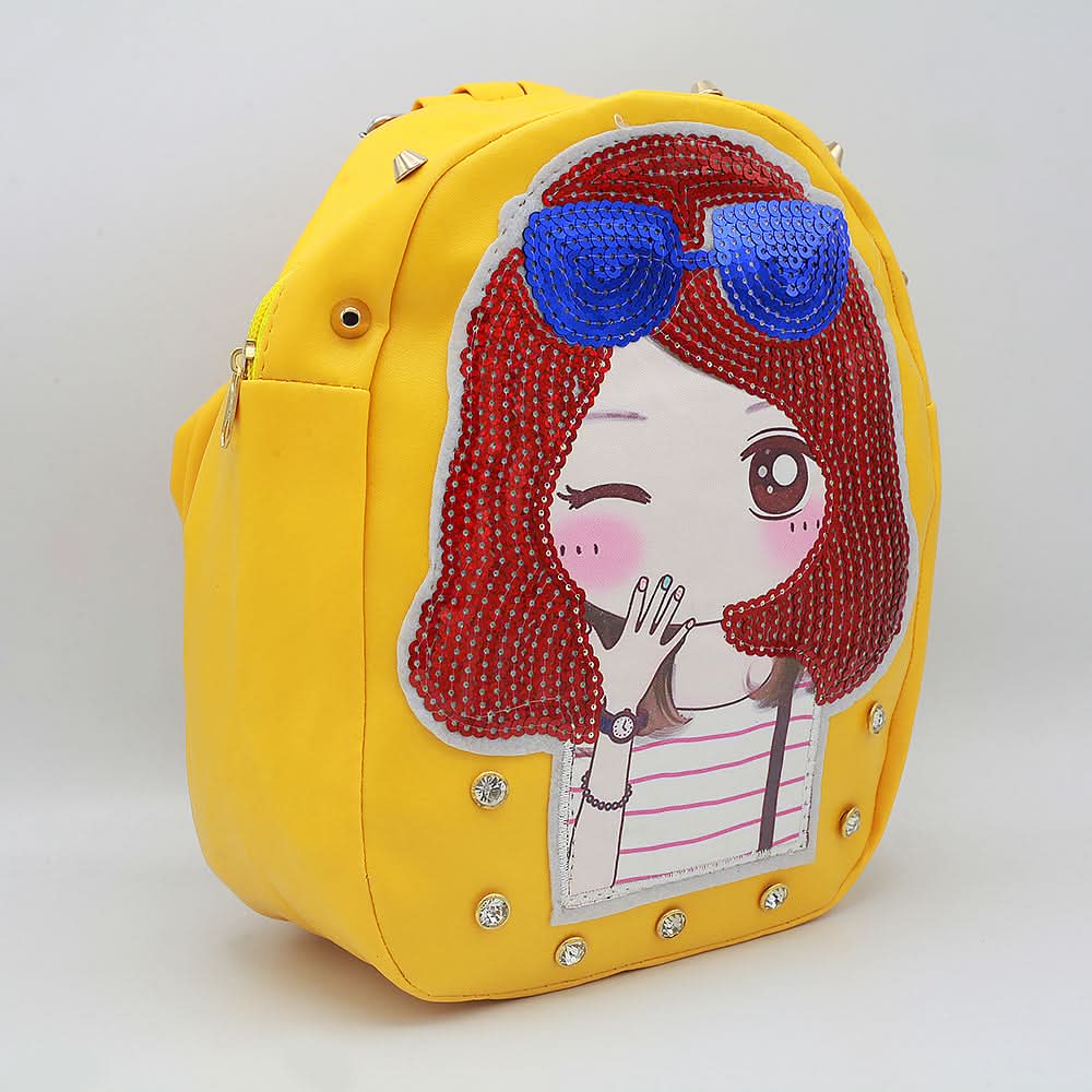 Girls Backpack 7572B - Yellow, Kids, Kids Bags, Chase Value, Chase Value
