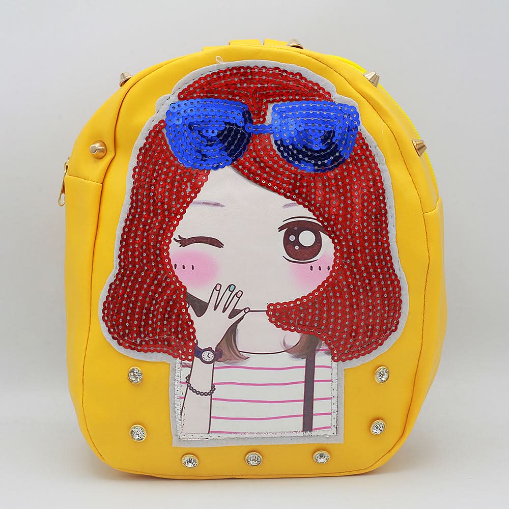 Girls Backpack 7572B - Yellow, Kids, Kids Bags, Chase Value, Chase Value