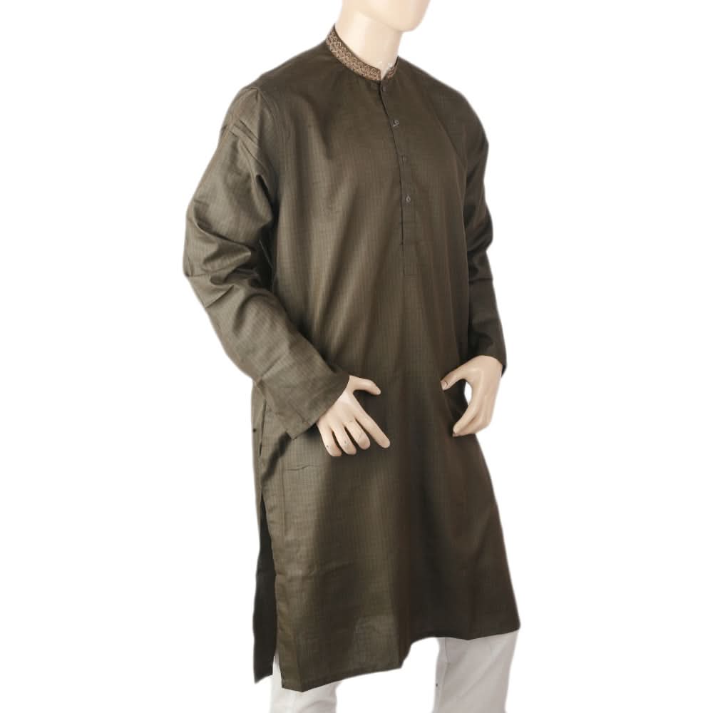 Men's Mashriq Slim Fit Kurta - Dark Brown, Men, Kurtas, Chase Value, Chase Value