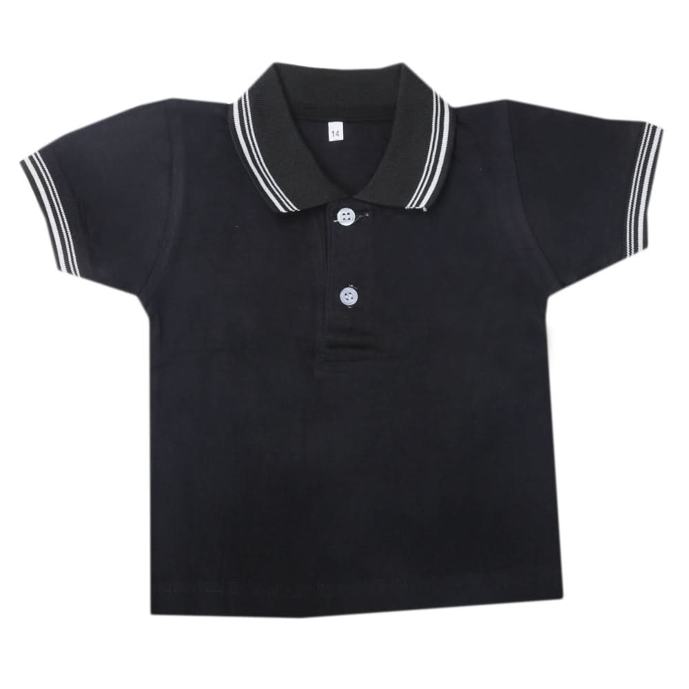 Boys Half Sleeves Polo T-Shirt - Black, Kids, Boys T-Shirts, Chase Value, Chase Value
