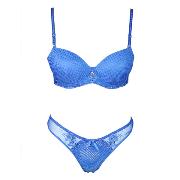Women's Fancy Bra & Panty Set - Blue - test-store-for-chase-value